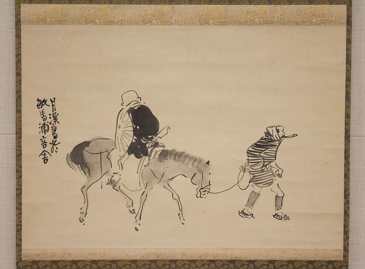 蓮生法師図 Monk Renshō Riding His Horse Backwards】江戸時代‐松村呉春