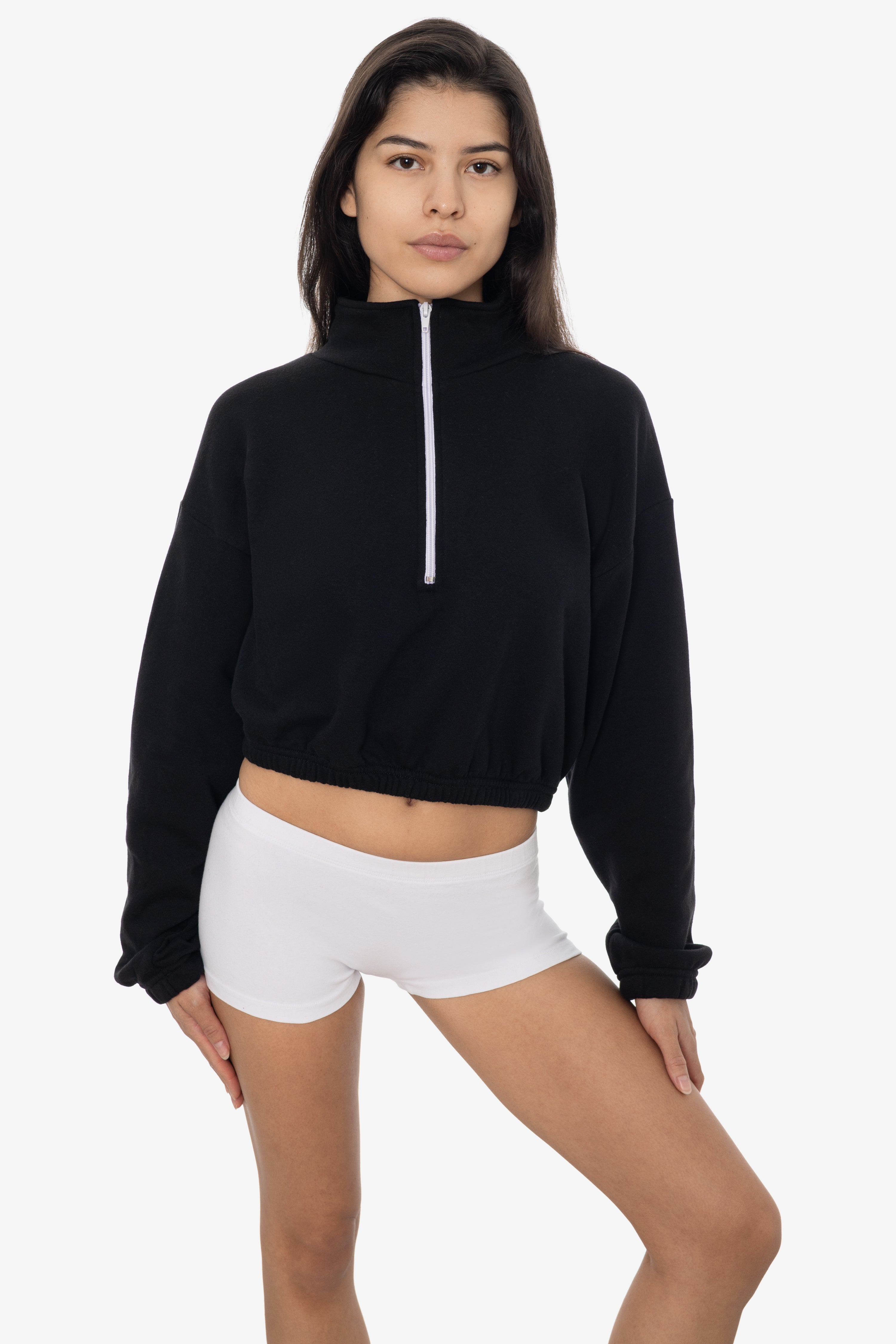 F396 - Flex Fleece Half Zip Cropped Pullover – Los Angeles Apparel