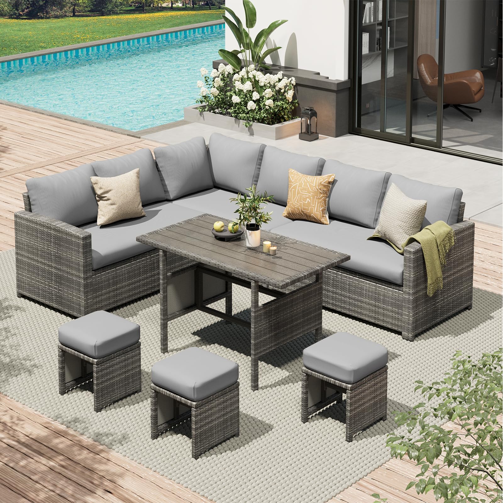 Amazon.com: AECOJOY Outdoor Patio Furniture Set, 7 Pieces