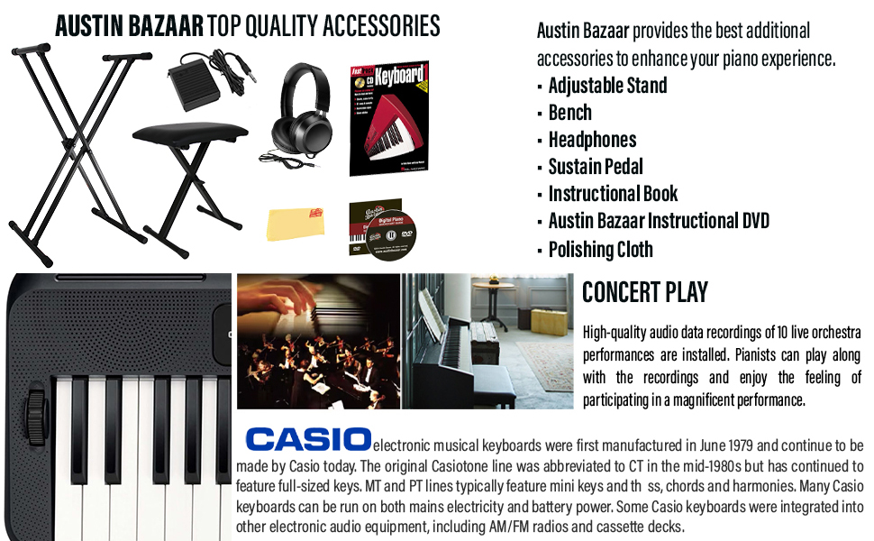 Amazon.com: Casio CT-S300 61-Key Keyboard Bundle with Adjustable