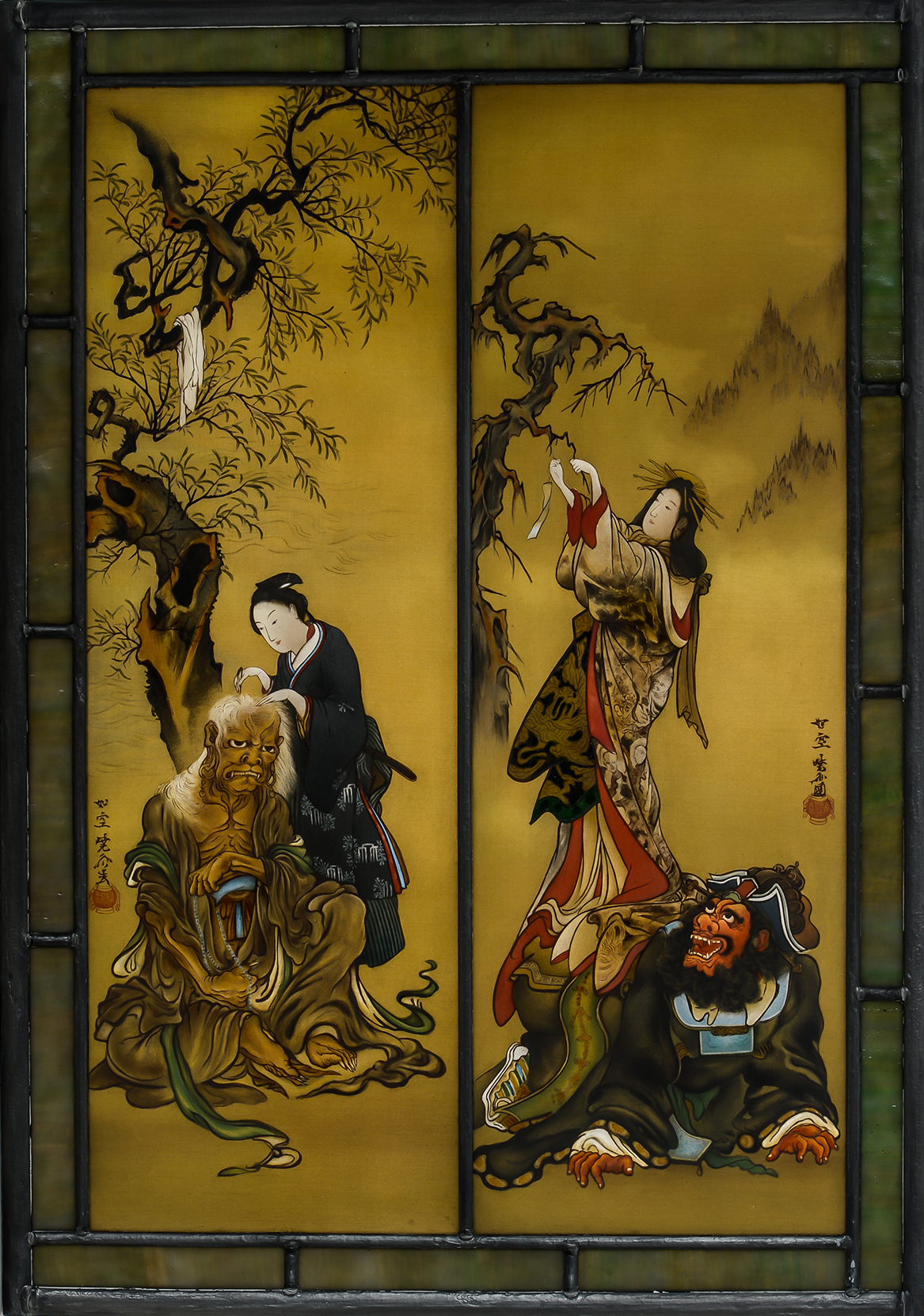 稲葉春正 作品 鷹の絵 木製フレーム付き 55センチ✖️65センチ 稲葉春