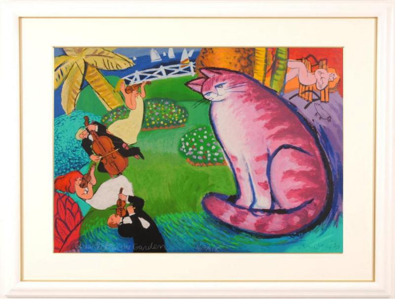 マイケル・ルーのポップアートの猫の絵画「カルテット・イン・ザ