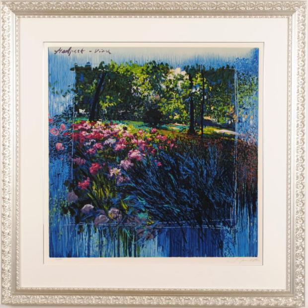 ホアキン・トレンツ・リャドの薔薇の花の絵画「スタット公園の庭」を