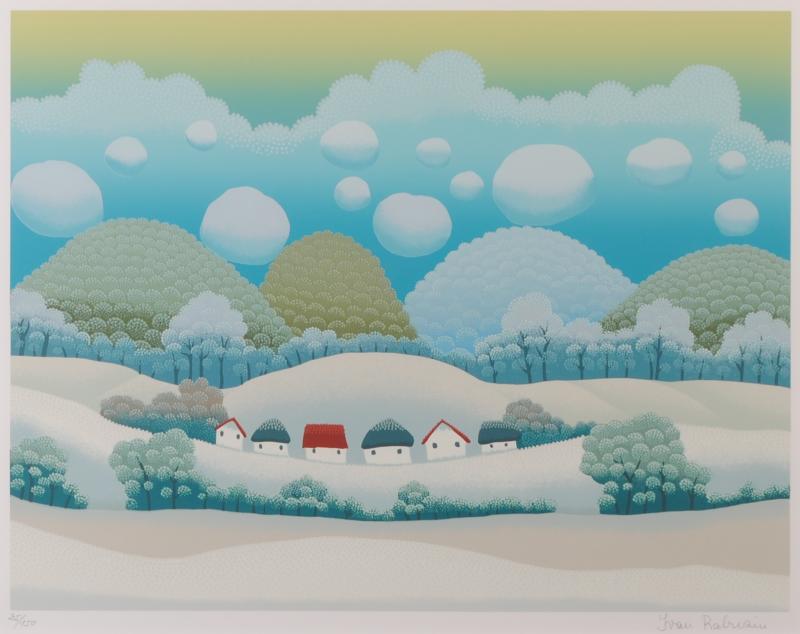 イワン・ラブジンのシルクスクリーンの版画「青い冬 WINTER 2」を通販