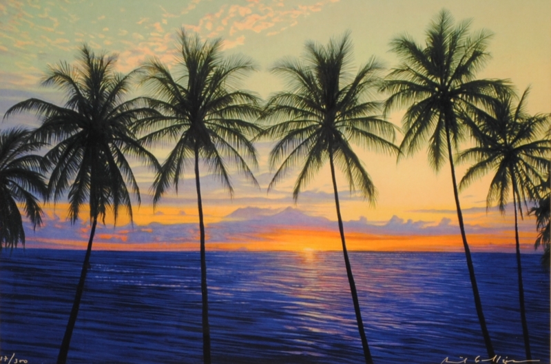 海の絵をシルクスクリーンの版画で制作したデビット・ガエーゴスの