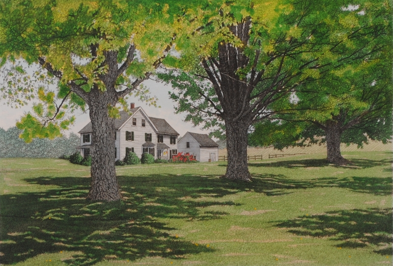 銅版画でキャロル・コレットが制作した風景画の絵「サマーデイ・2」を