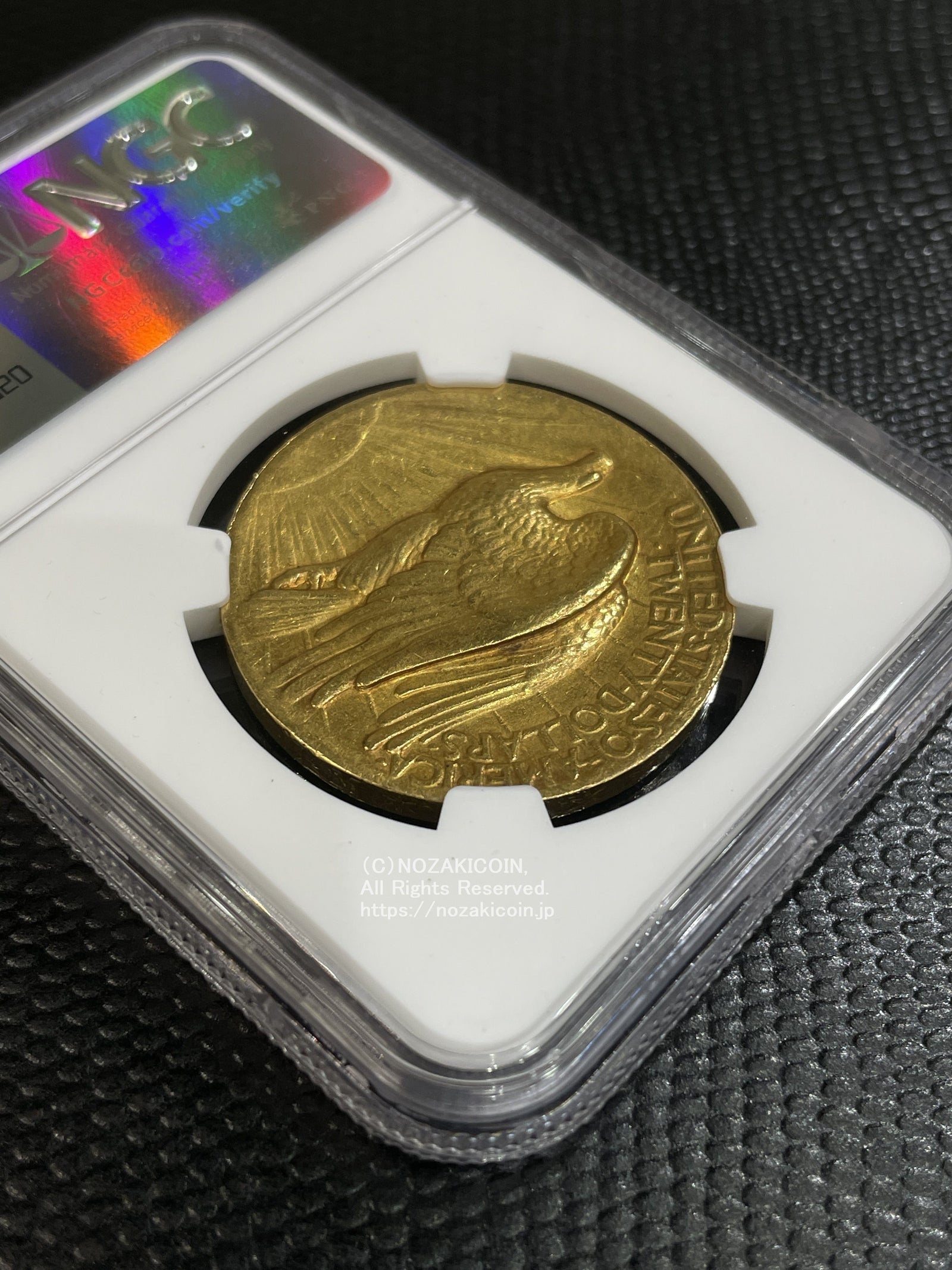 アメリカ 20ドル金貨 1907年 女神立像ハイレリーフ 極美品 NGC AU58