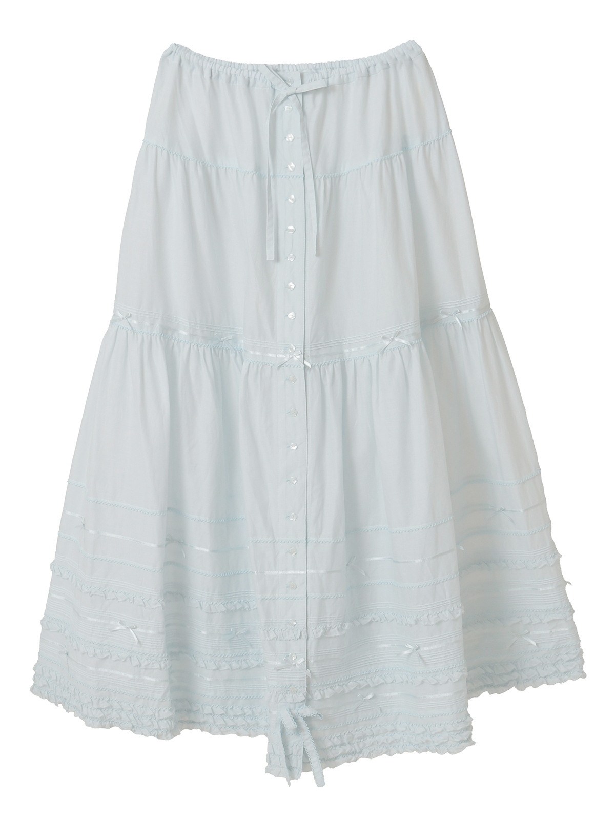 サテンリボンいっぱいローンティアードスカート｜ピンクハウス