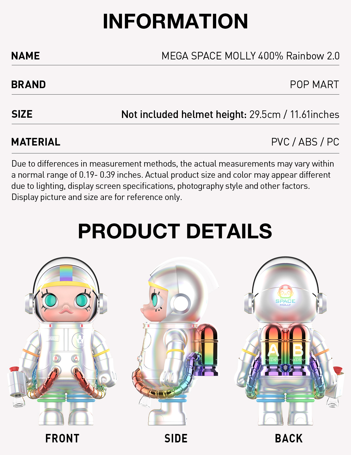 MEGA SPACE MOLLY 400% Rainbow 2.0 - POP MART (United States)