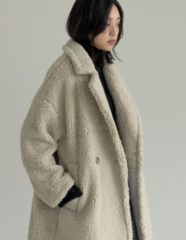 ボアビッグカラーダブルチェスターコート - ジャケット/アウター通販