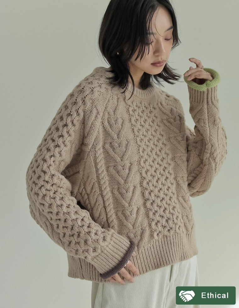 配色ハートケーブルニット - トップス通販 | 人気レディース