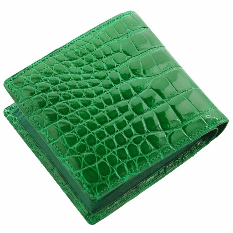 クロコダイル 折り財布 シャイニング加工 日本製 小銭入れ付き