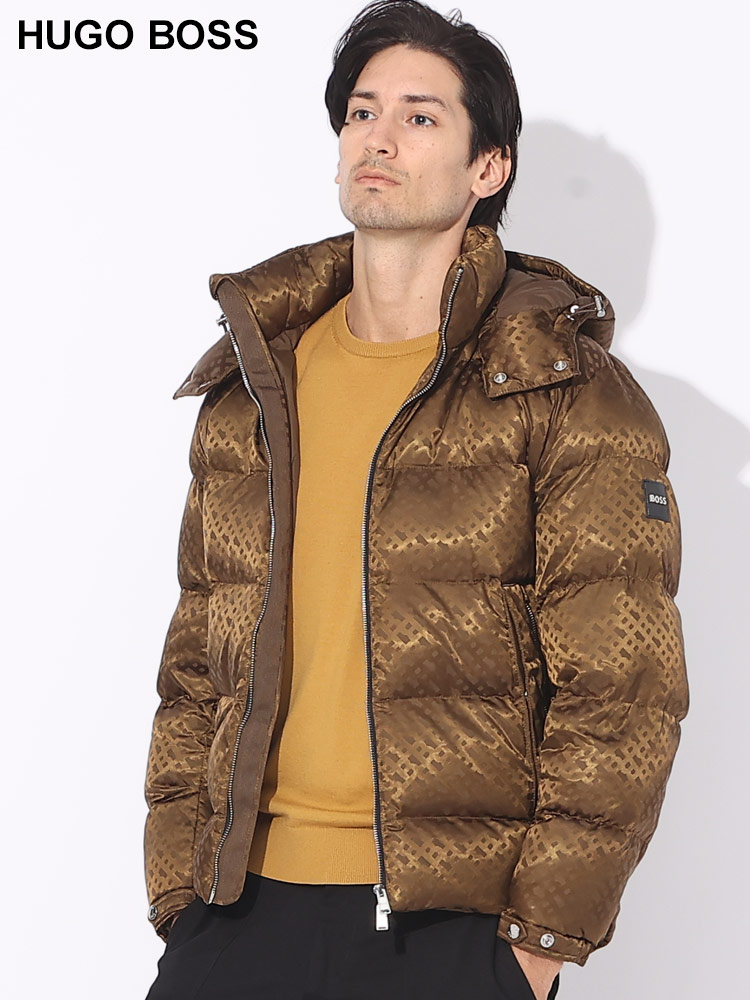 HUGO BOSS (ヒューゴボス) フード着脱 モノグラム柄 フルジップ 中綿