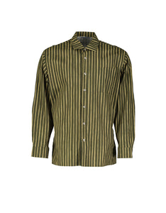Marimekko Jokapoika Striped Green Shirt, Size 42 (Men's L