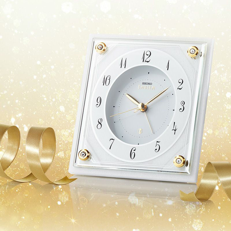 セイコー エムブレム 置き時計 HR592W クオーツ 電池式 クロック