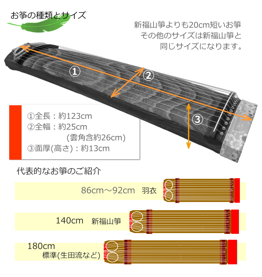 伝統工芸士作 藤田筝 120横ピン箏 会津桐 琴柱 爪10種 ケース付き