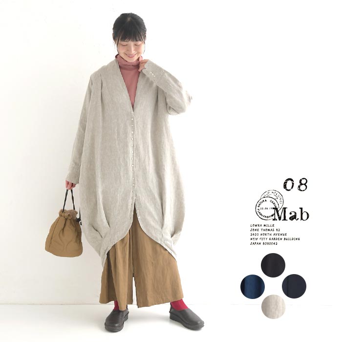 08Mab（ゼロハチマブ） ワンピース 長袖 ロング レディース コクーン