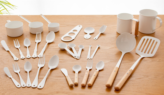 サラダスプーン サラダサーバー 琺瑯 ホーロー カトラリー Blanc