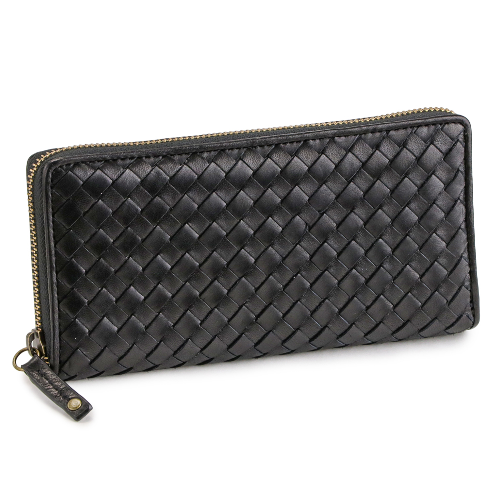 財布 長財布 メンズ レディース ポニーレザー 本革 メッシュ 編み込み