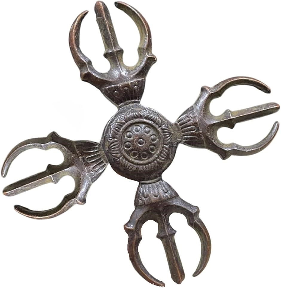 法具 お守り 金剛杵 羯磨 ヴァジュラ 密教 儀式(ブラック, 十字金剛杵