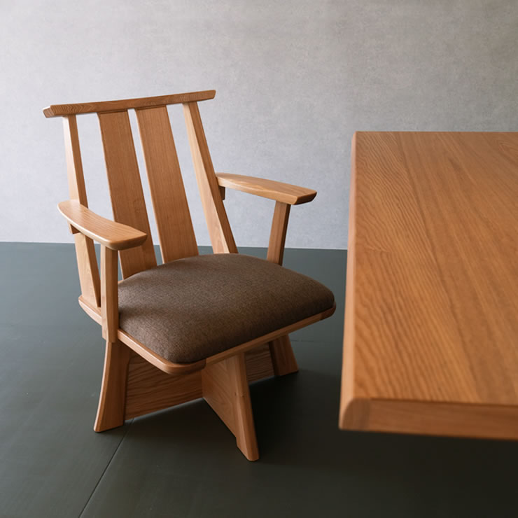 ダイニングチェア・椅子 ダイニングこたつ用 木製（タモ材） ハイ