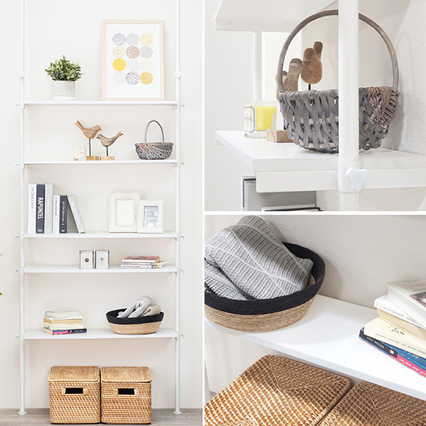 オープンラック 幅90cm 壁面収納 おしゃれ 薄型 つっぱり 黒 白 モダン