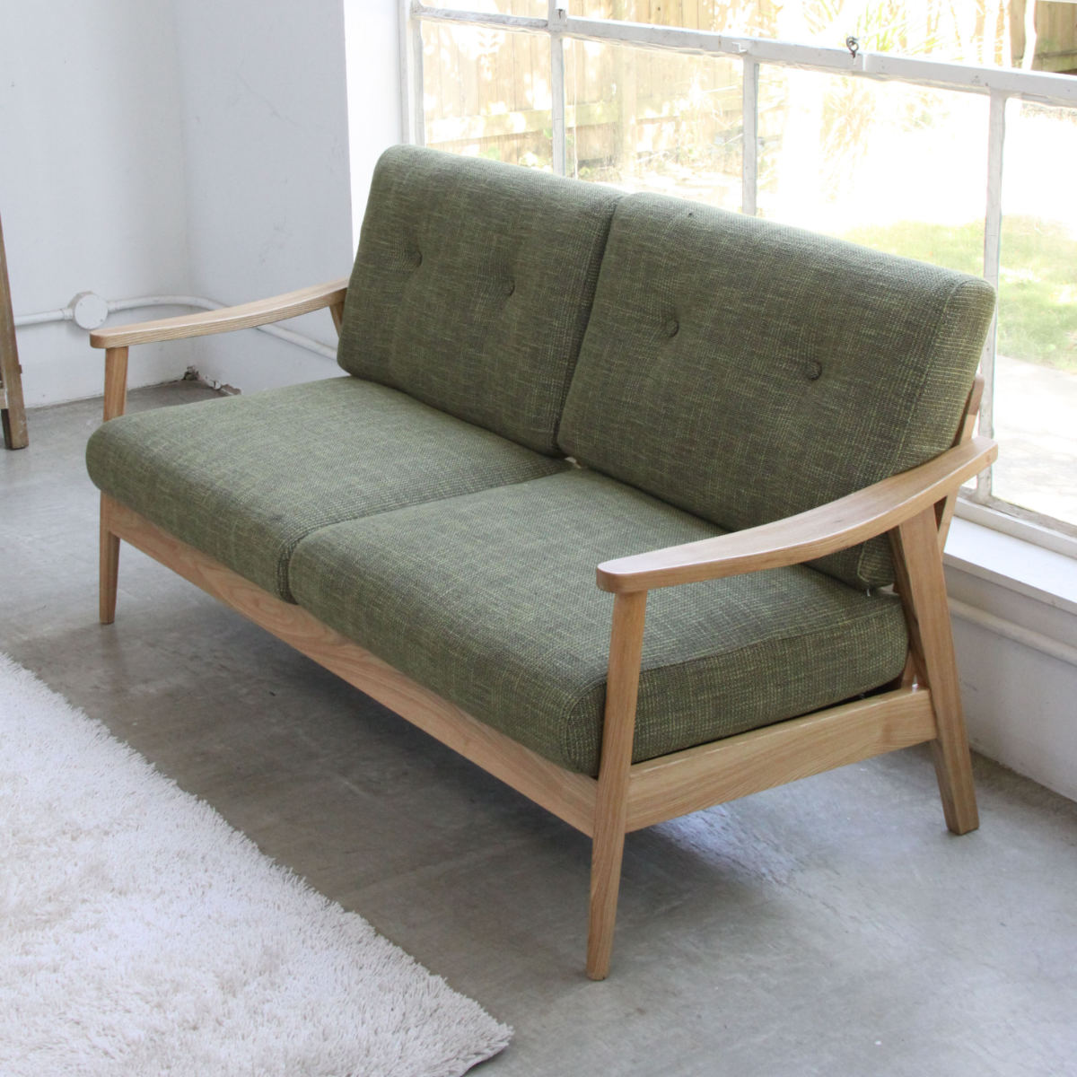 東谷 ソファ 3人掛け 幅167cm 天然木フレーム バッスム （ 北欧