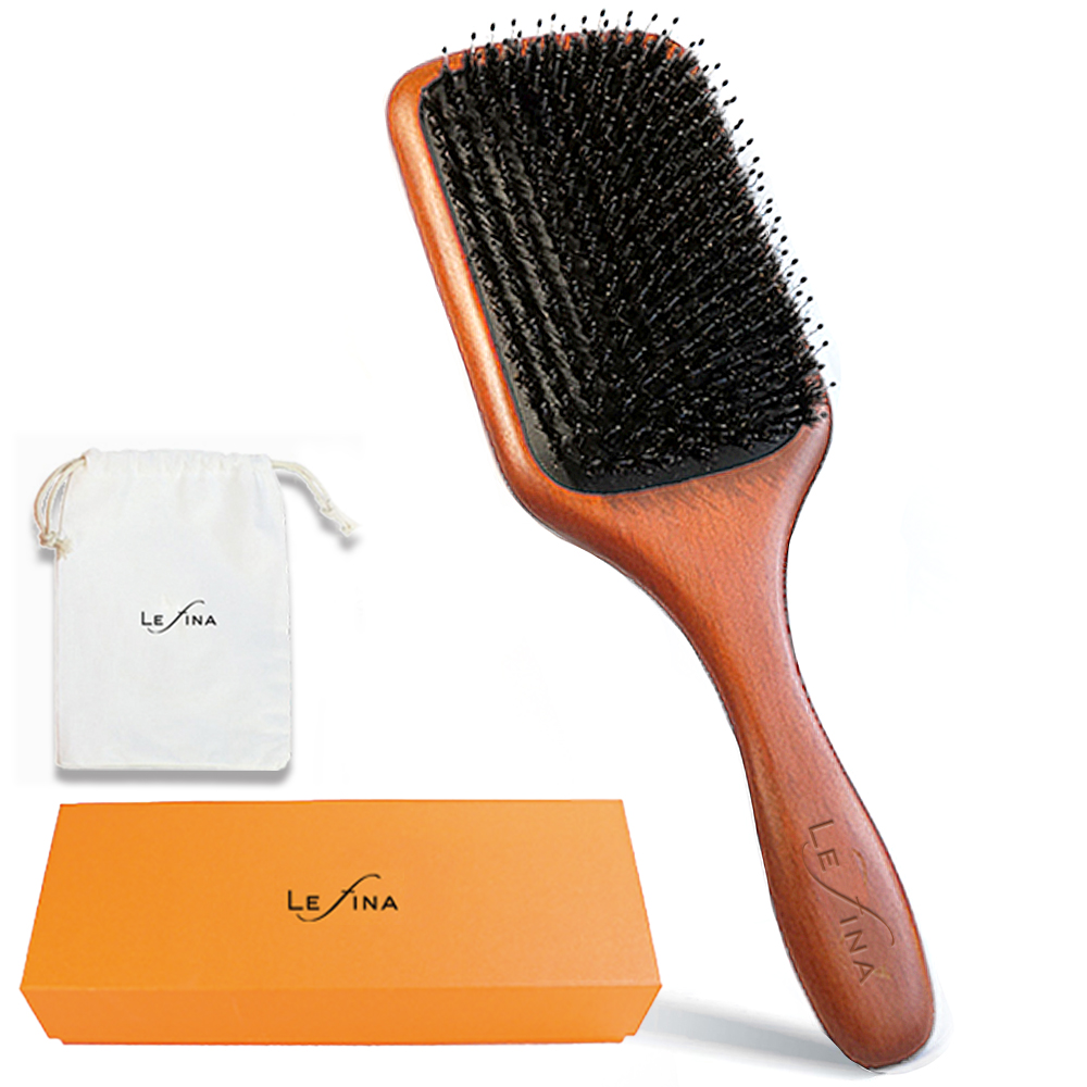 Lefina ヘアブラシ 豚毛 ヘッドスパニスト監修 パドルブラシ