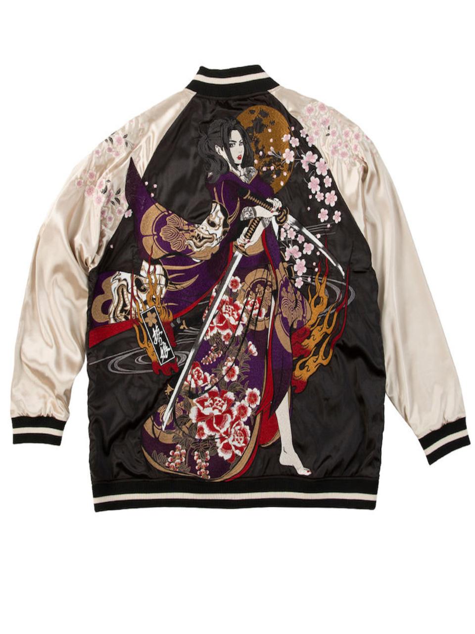 スカジャン 大きいサイズ メンズ リバーシブル 刺繍 和柄 抜刀娘 穂