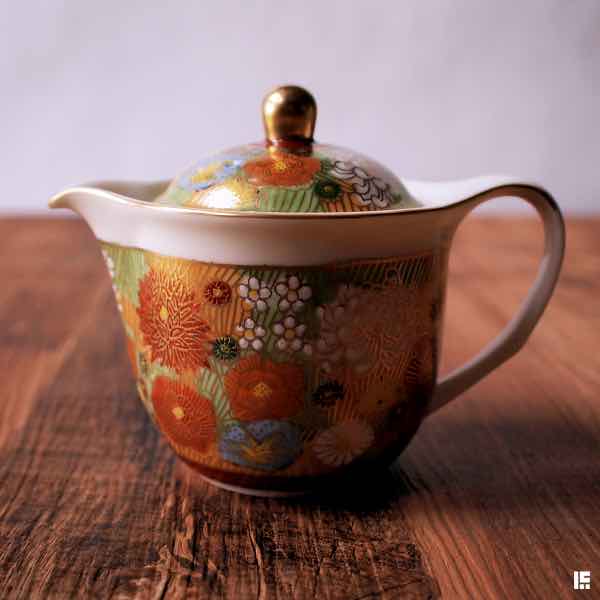 九谷焼 湯呑 ポット急須 金花詰 セット ( 退職祝い 定年 上司 父 母