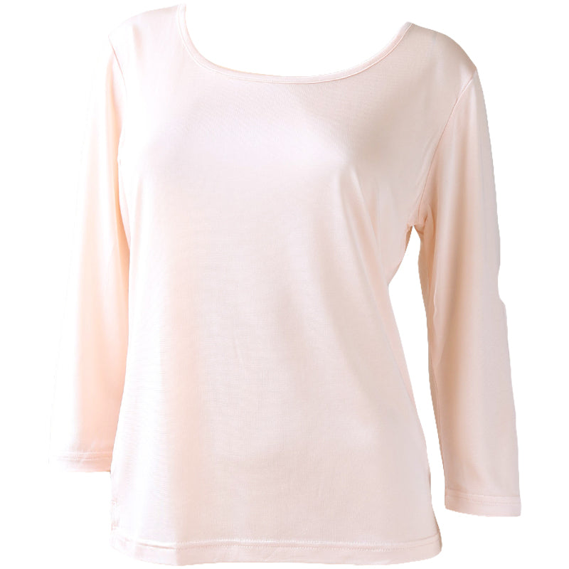 シルク100% 絹 長袖 インナーシャツ レディース S M L 絹100