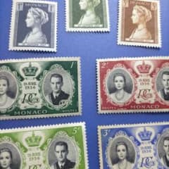 1081 外国切手 モナコ 1956年 グレースケリー像とご結婚記念 凹版