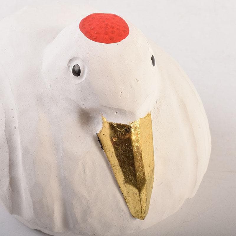 茶道具　豊泉作　奈良一刀彫　木彫彩色　鶴香合　共箱　V　8310