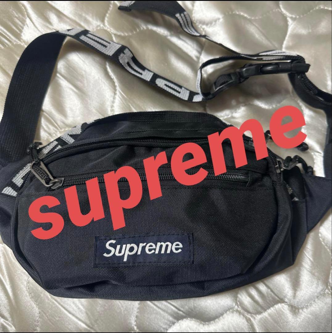 Supreme ブラック ボディバッグ