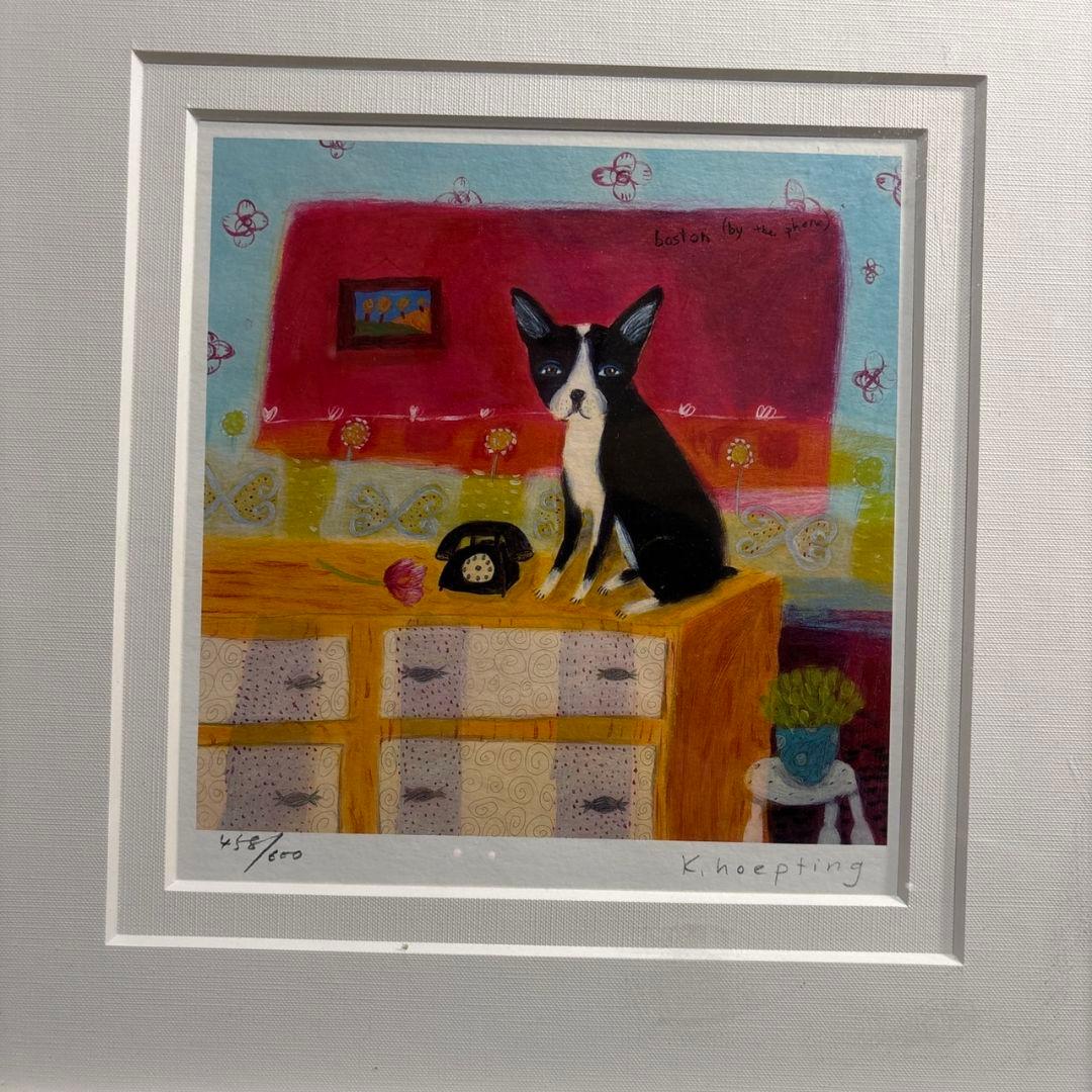 カレンホイプティング　ジクレー　額装　犬