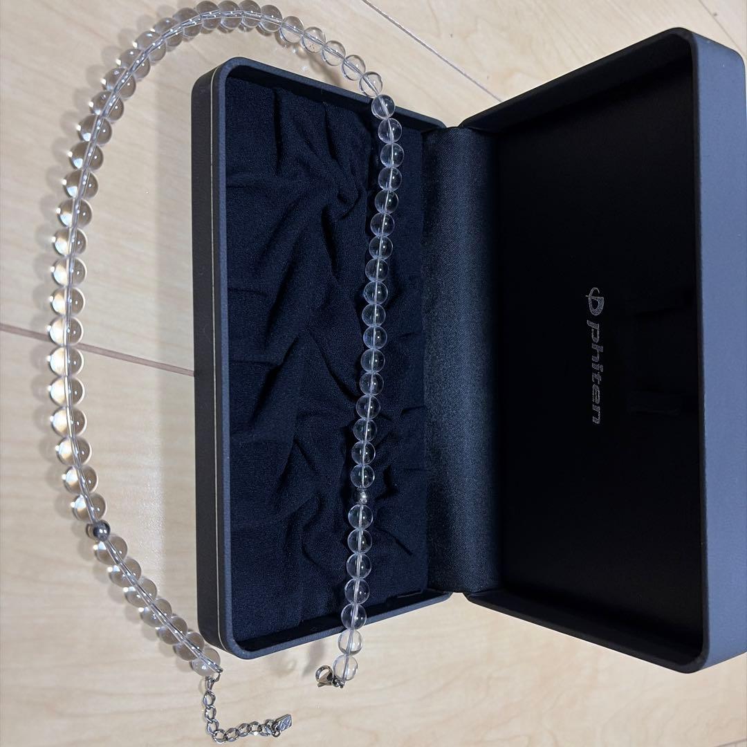 Phiten 水晶ネックレス 8ミリ玉　50センチ　証明書付き