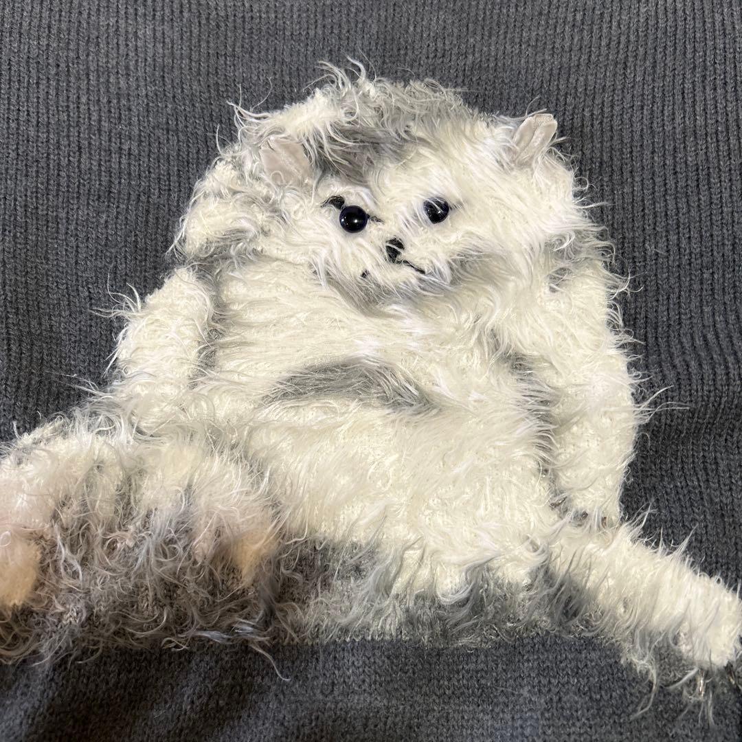 MUVEIL 猫刺繍 グレー長袖ニット38 - メルカリ