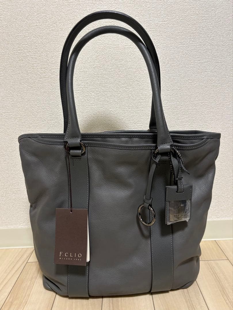 エフクリオ F.CLIO グレー レザー トートバッグ イタリア製