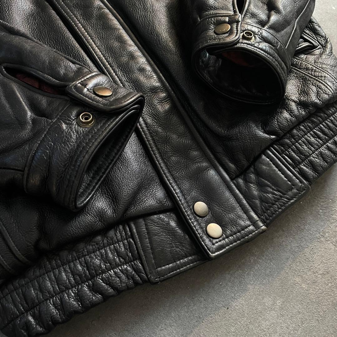 type battle ”牛革“ 黒“ heavy “bomber jacket