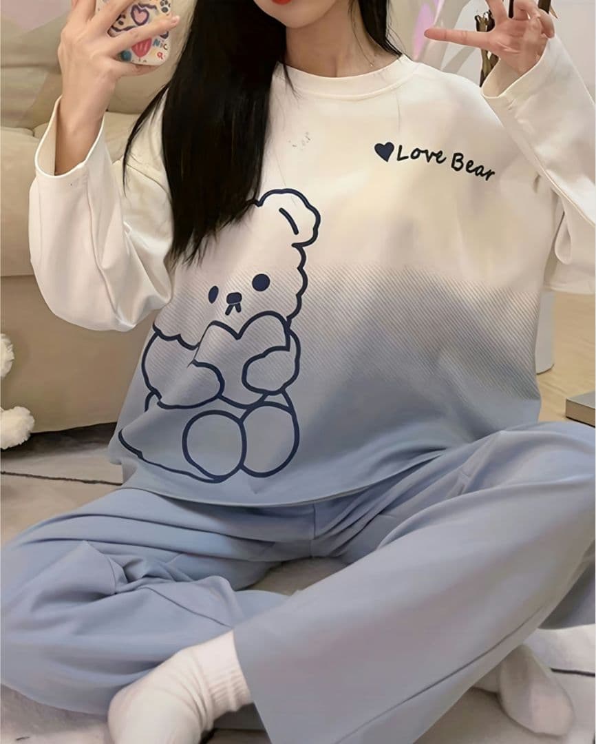 257】くまちゃん ルームウェア パジャマ 上下セット 大きいサイズ