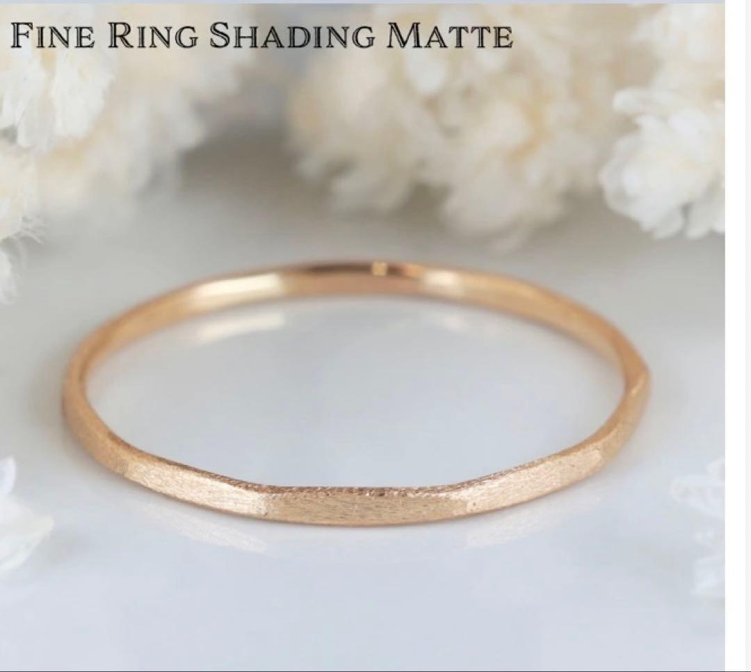 k18 ピンクゴールド　角つや消しリング　シルバーと2本セット　15号