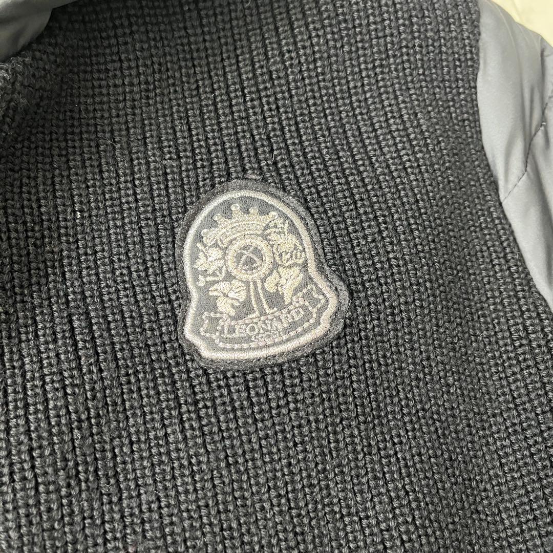 レオナール 大きいサイズ 42 ニット切替 ダウンコート 花柄 トリム 黒