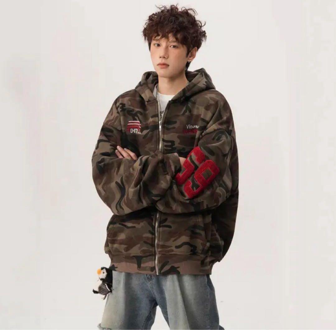 迷彩柄 ジップパーカー フーディBress u stussy suprem似 - メルカリ