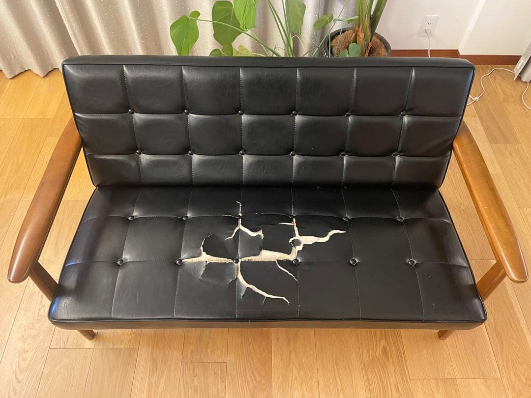 カリモク60 Kチェア 2シーター　座面ジャンク