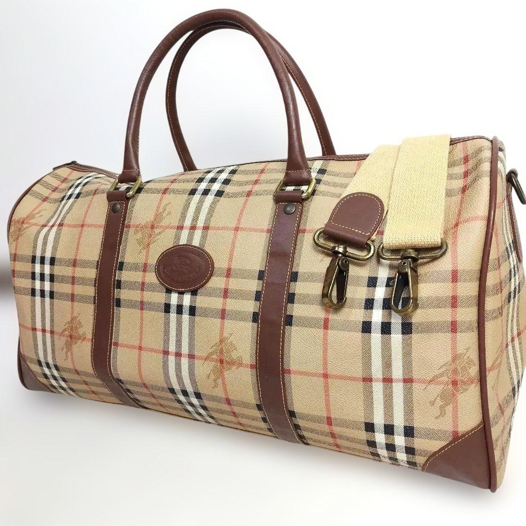 美品✨BURBERRYボストンバッグ ノバチェック ホースロゴ 2way PVC