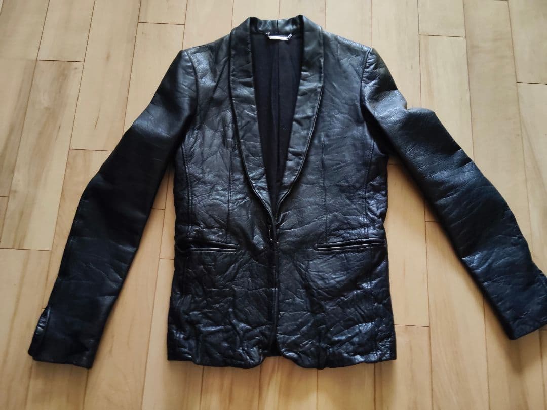 最終値下げ　美品　AKM レザージャケット S 牛革 シングル シワ加工