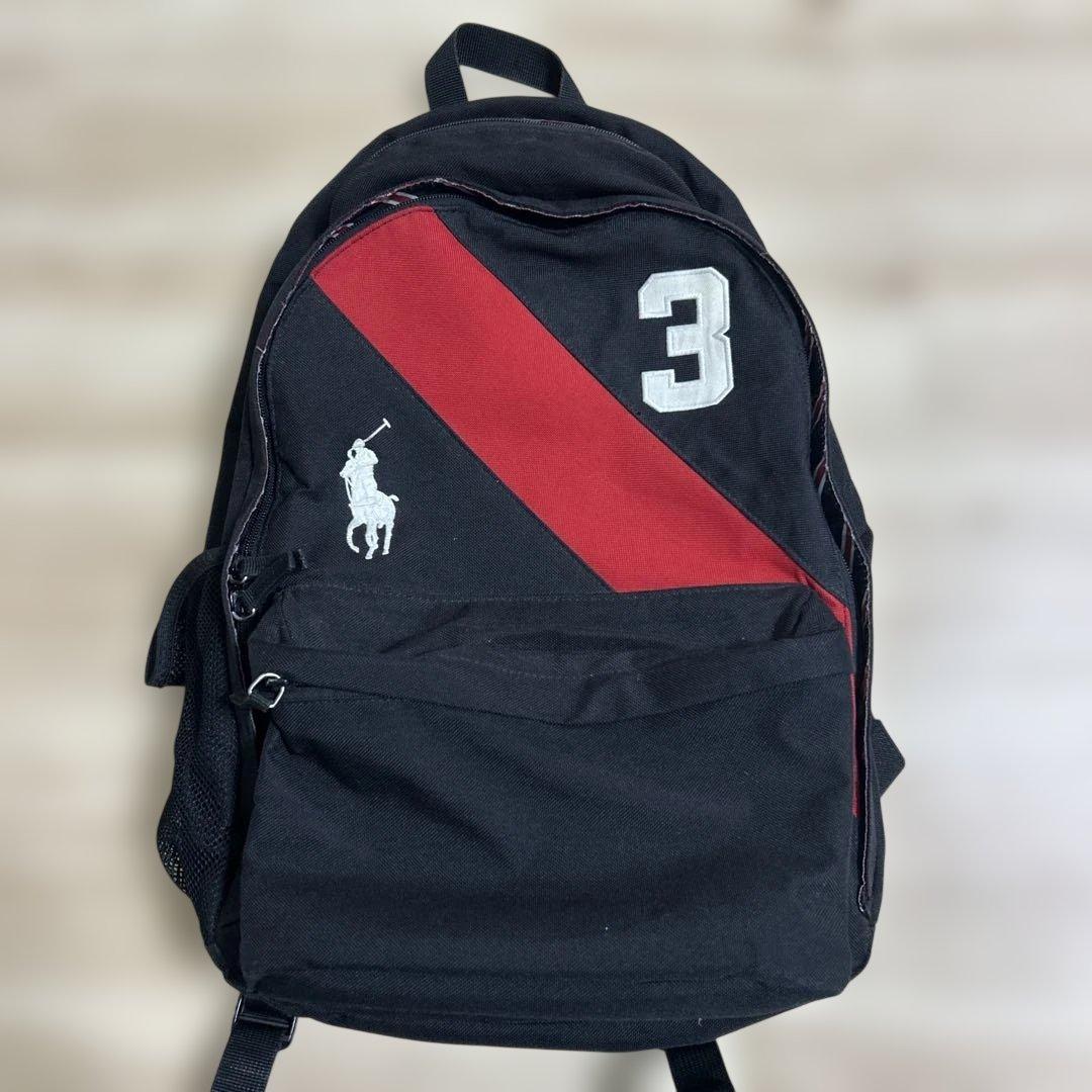 Polo Ralph Lauren リュック 黒/赤 - メルカリ
