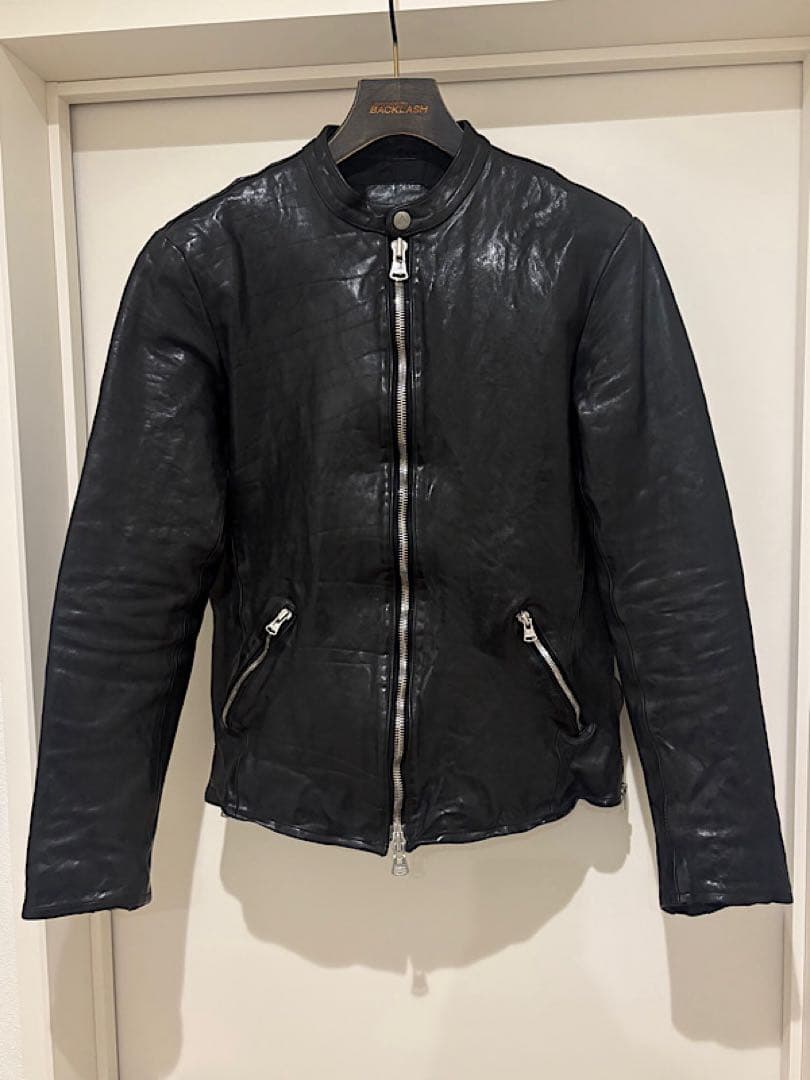 極美品バックラッシュ定価22万円フレンチショルダー製品染めシングルライダース黒M ISAMU KATAYAMA BACKLASH FRENCH SHOULDER 1842-02 - ISAMU KATAYAMA