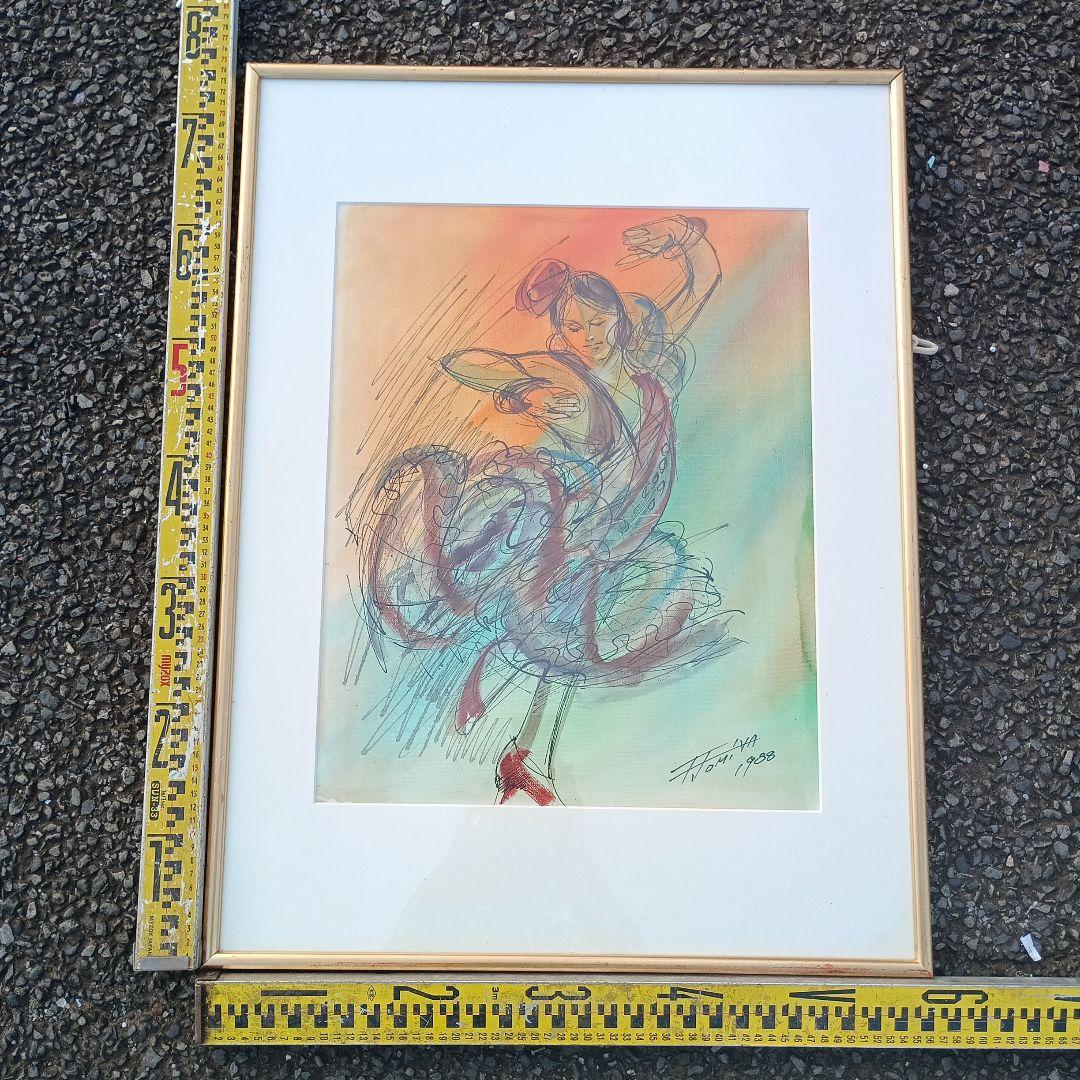 3517）頓宮隆輔　水彩画　「女性図」 頓宮隆輔 水彩 フラメンコ | 六角堂買取日記