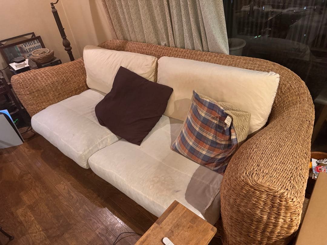 絹*。様 パシフィックファニチャ・ラタン製ソファ